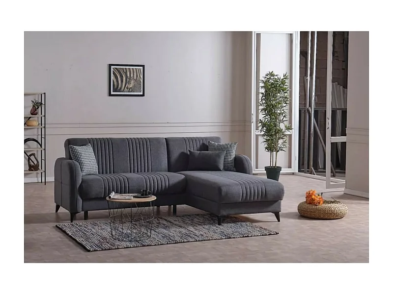 Ecksofa Linea R/Stoffbezug/Anthrazit