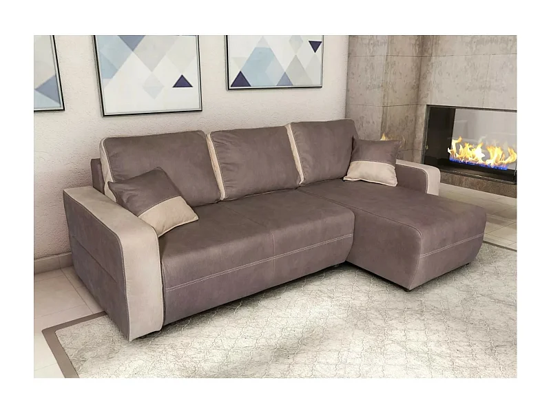 Ecksofa Amareto R/Stoffbezug/Braun&Beige