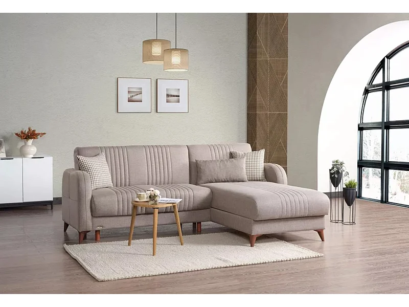 Divano d'angolo Linea R/rivestimento in tessut/Beige