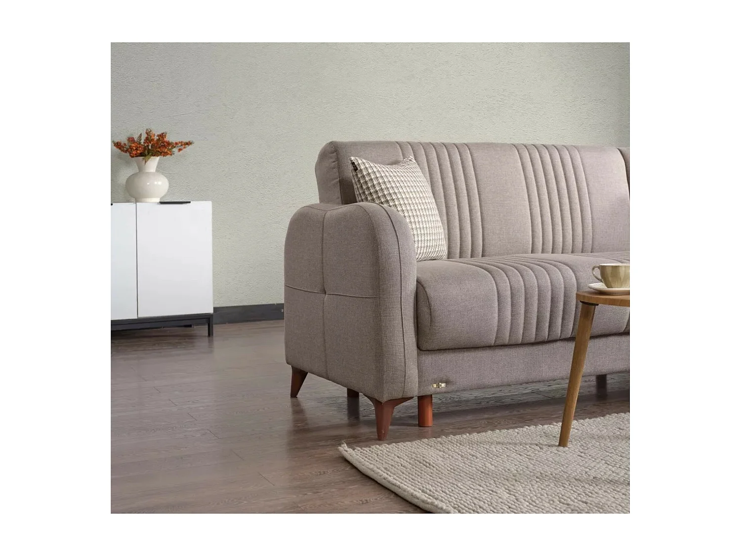 Divano d'angolo Linea R/rivestimento in tessut/Beige