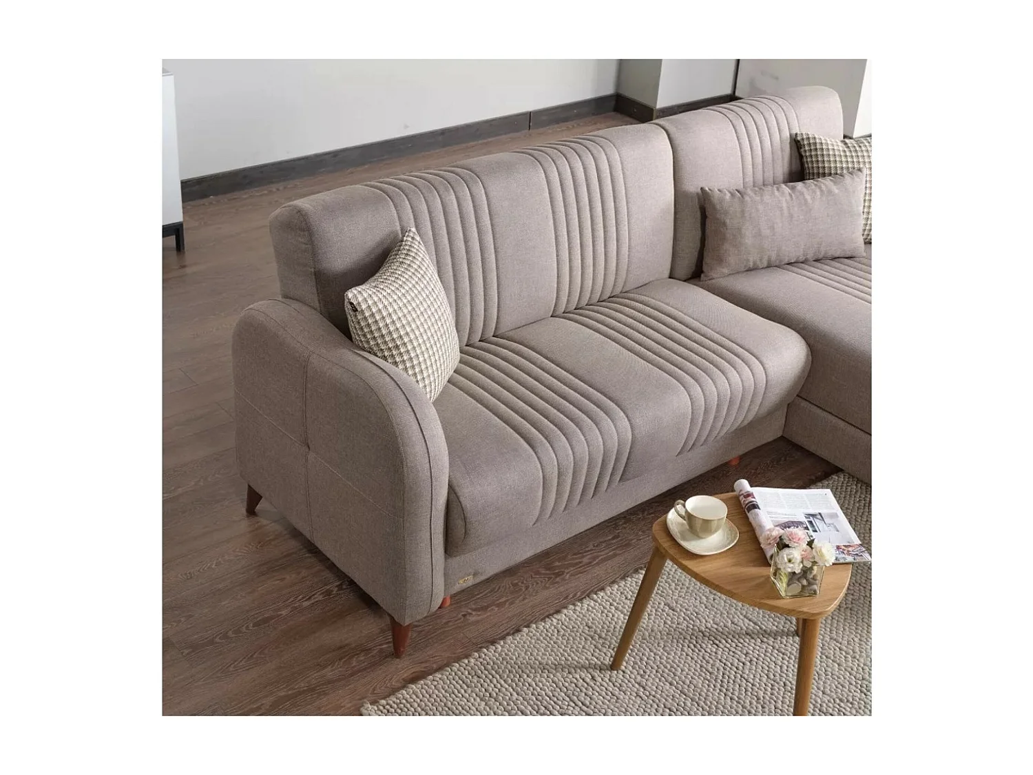 Divano d'angolo Linea R/rivestimento in tessut/Beige