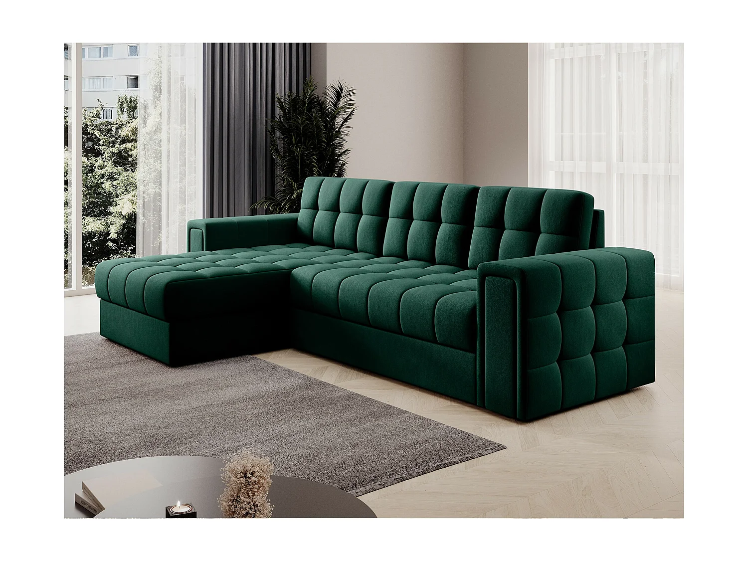 Ecksofa Polo L/Stoffbezug/Grün