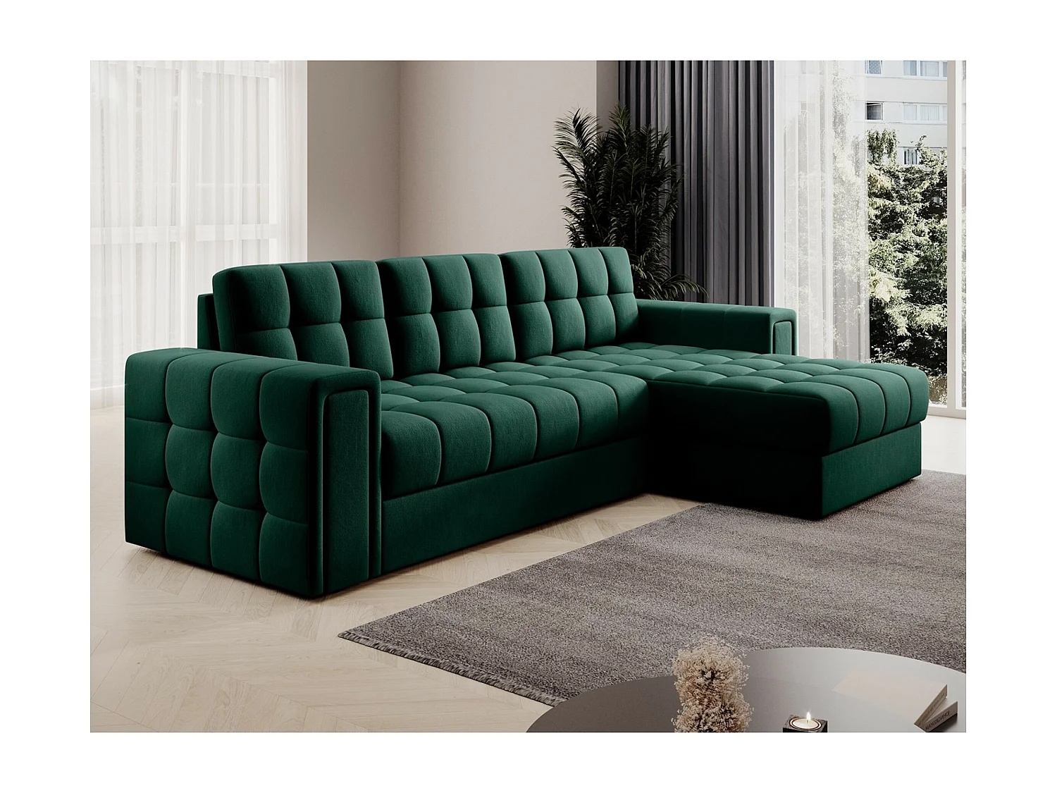 Ecksofa Polo R/Stoffbezug/Grün