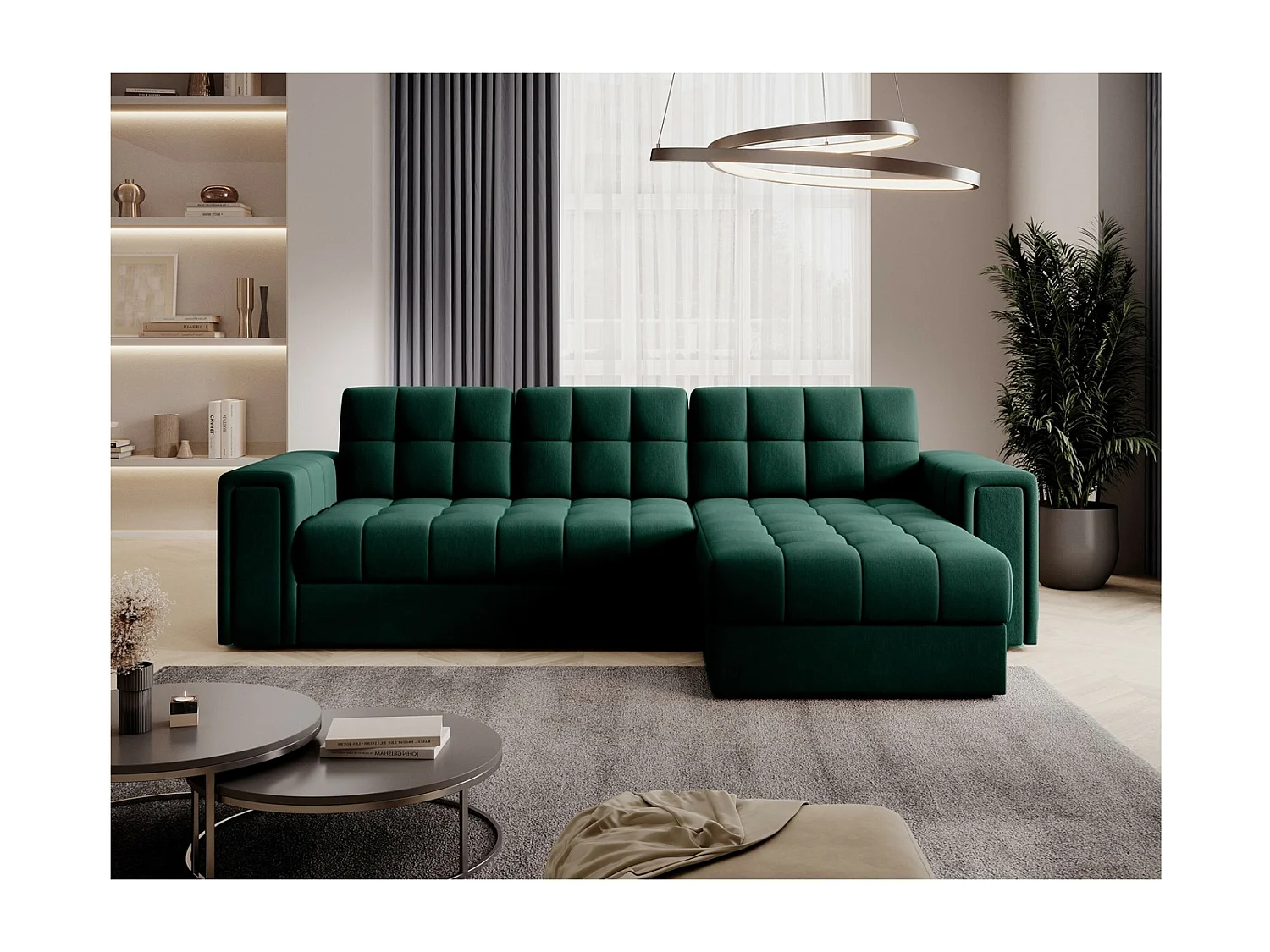 Ecksofa Polo R/Stoffbezug/Grün