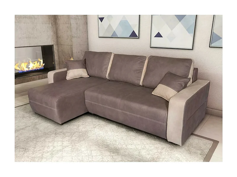 Ecksofa Amareto L/Stoffbezug/Braun&Beige