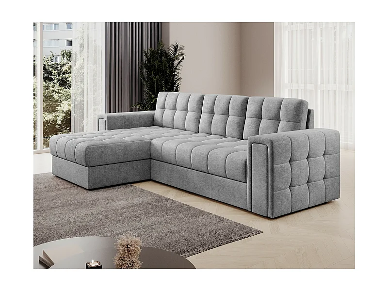 Divano d'angolo Polo L/rivestimento in tessut/Grigio