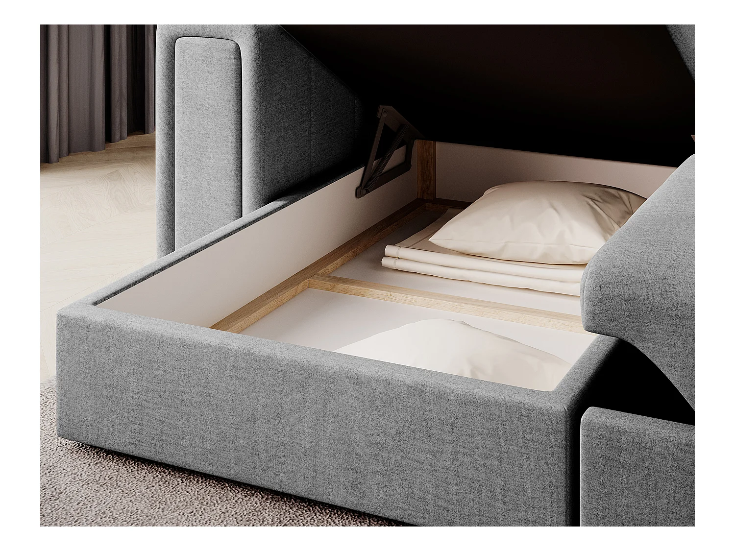 Divano d'angolo Polo L/rivestimento in tessut/Grigio