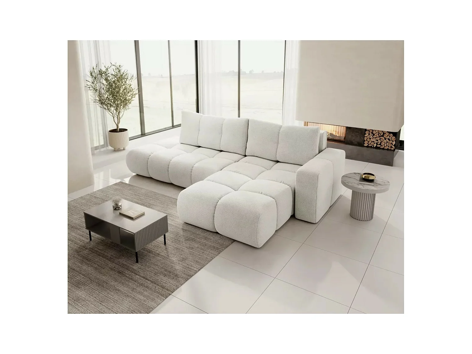 Divano d'angolo Soho R/rivestimento in tessut/Beige