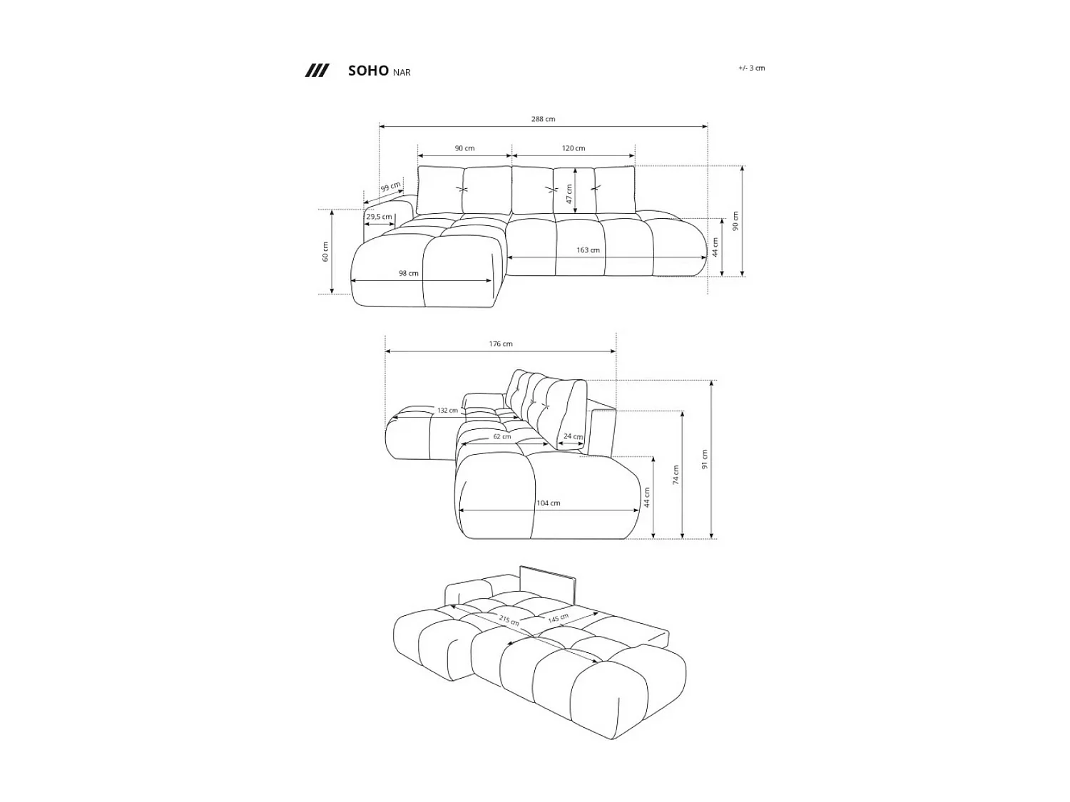 Divano d'angolo Soho R/rivestimento in tessut/Beige