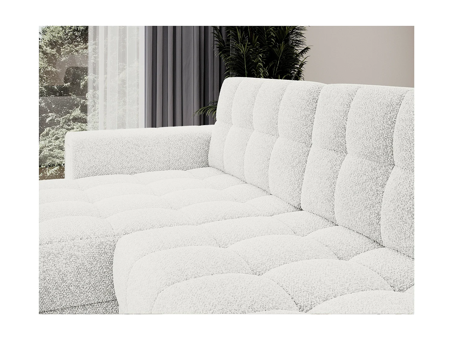Ecksofa Polo L/Stoffbezug-Bouclé/Weiss