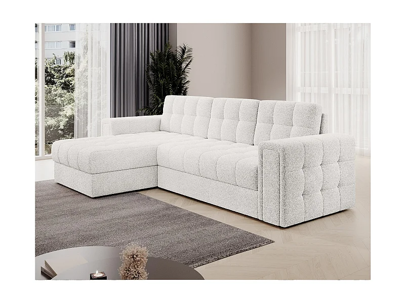 Divano angolare Polo L/rivestimento in tessuto-Bouclé/Bianco