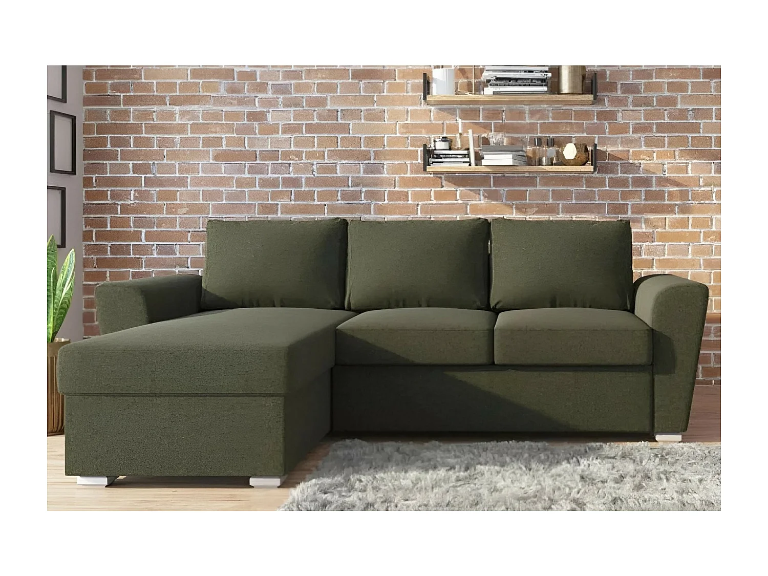 Ecksofa Seville L/Stoffbezug/Grün