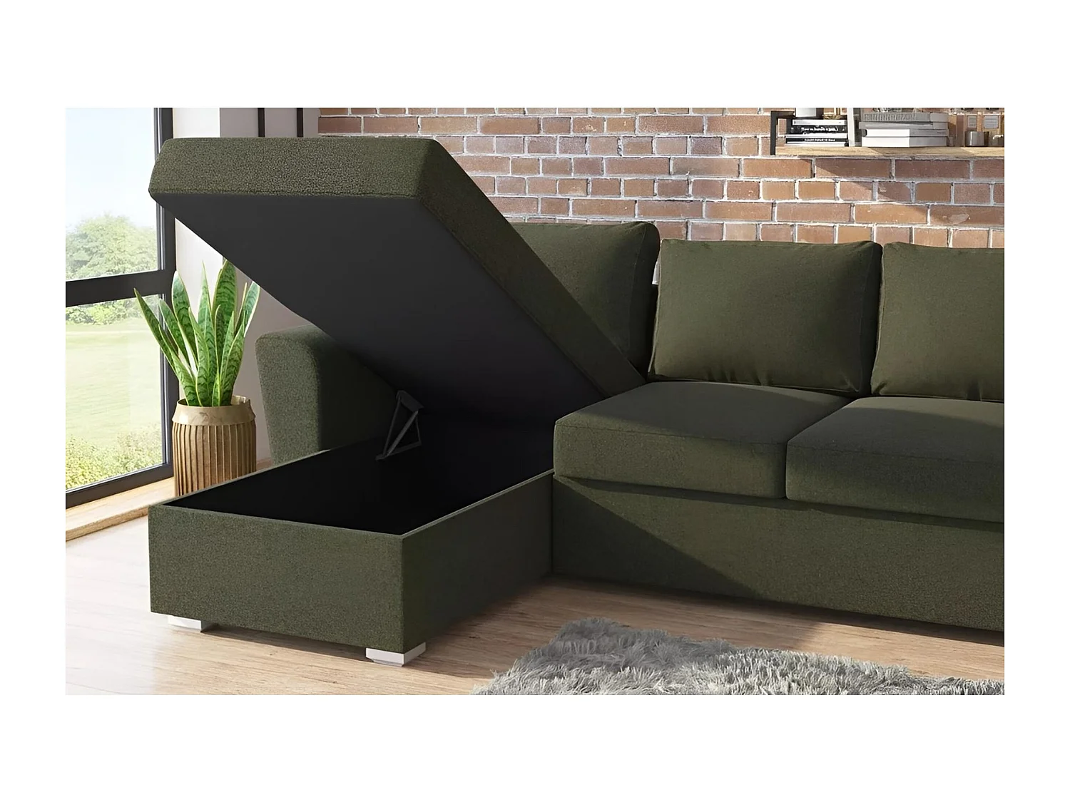 Ecksofa Seville L/Stoffbezug/Grün