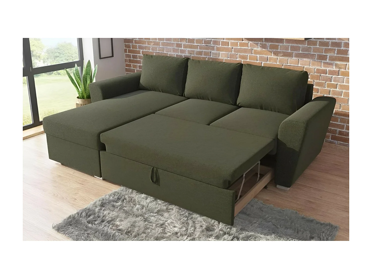 Ecksofa Seville L/Stoffbezug/Grün