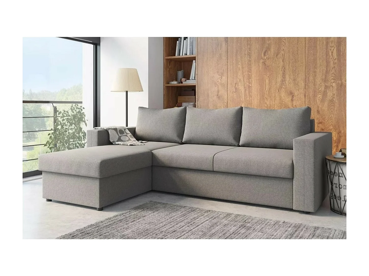 Ecksofa Malaga L/Stoffbezug/Grau