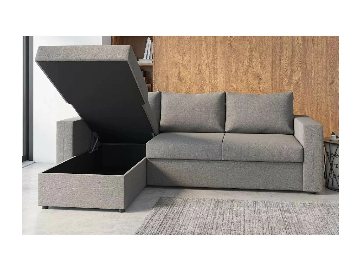 Ecksofa Malaga L/Stoffbezug/Grau
