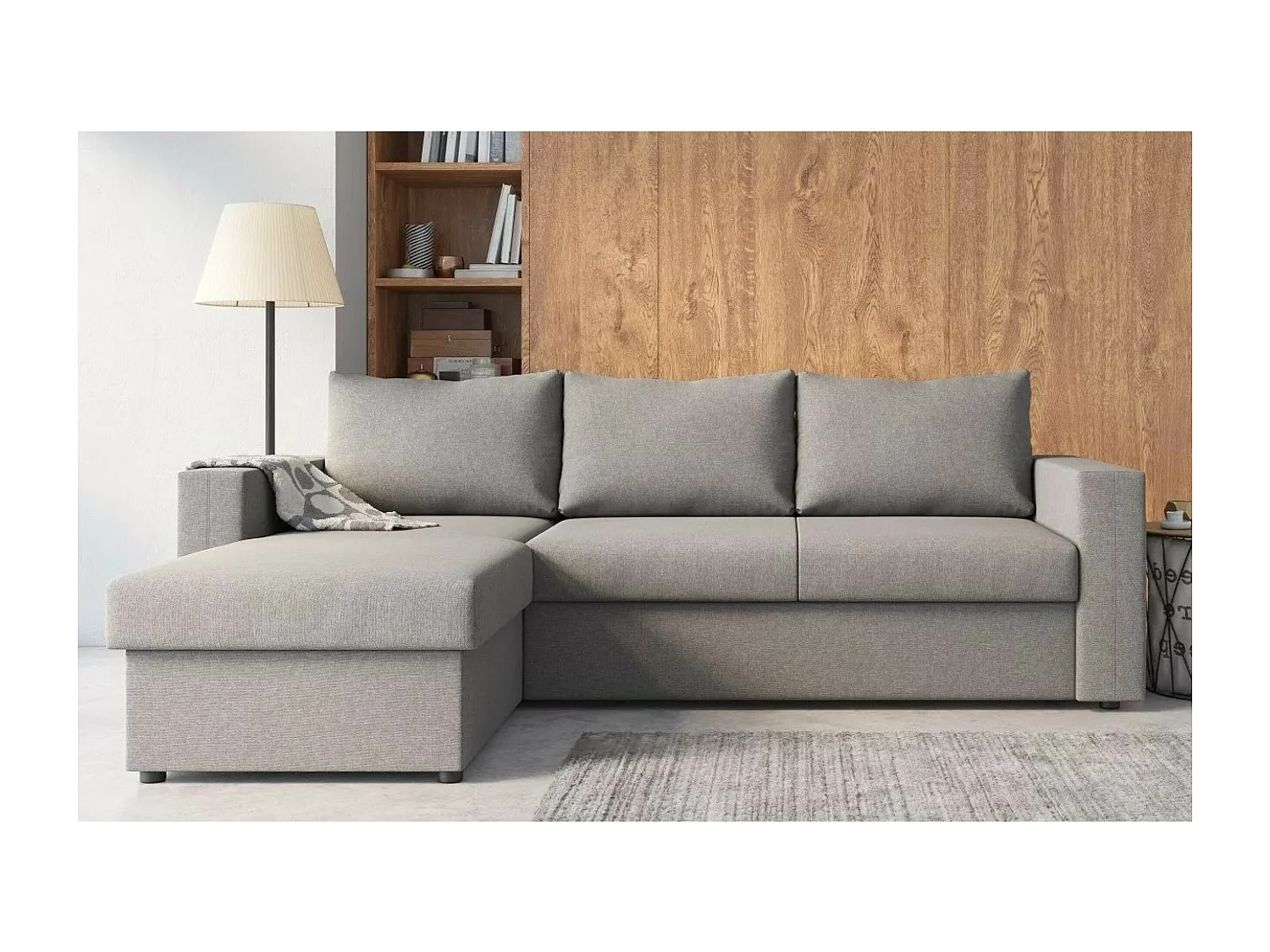 Ecksofa Malaga L/Stoffbezug/Grau