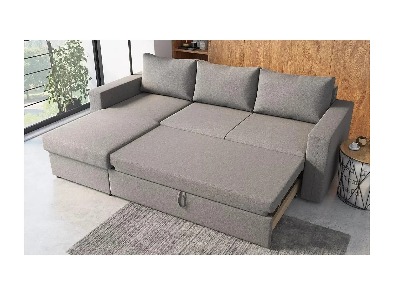 Ecksofa Malaga L/Stoffbezug/Grau