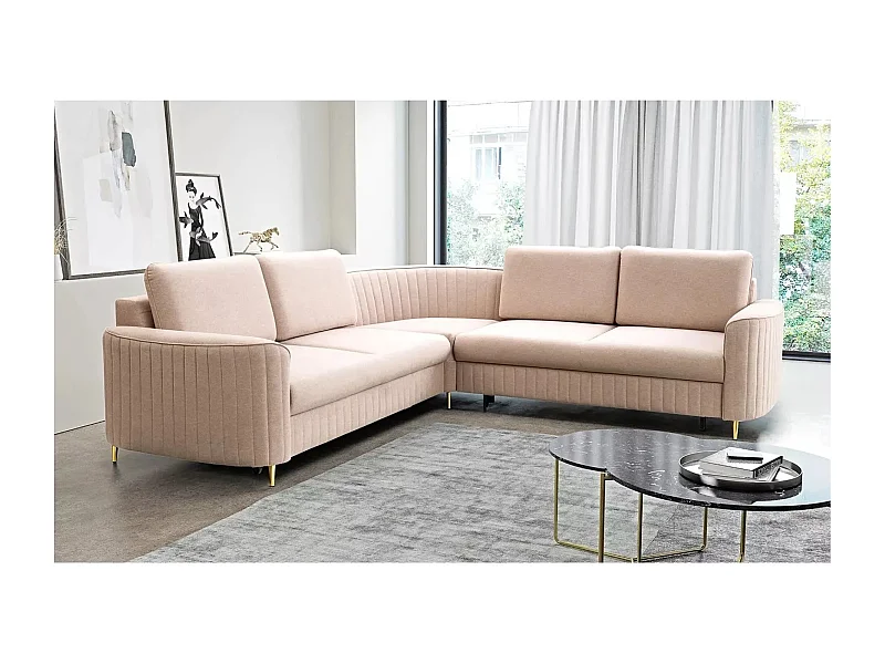 Divano d'angolo Laren/rivestimento in tessut/Beige