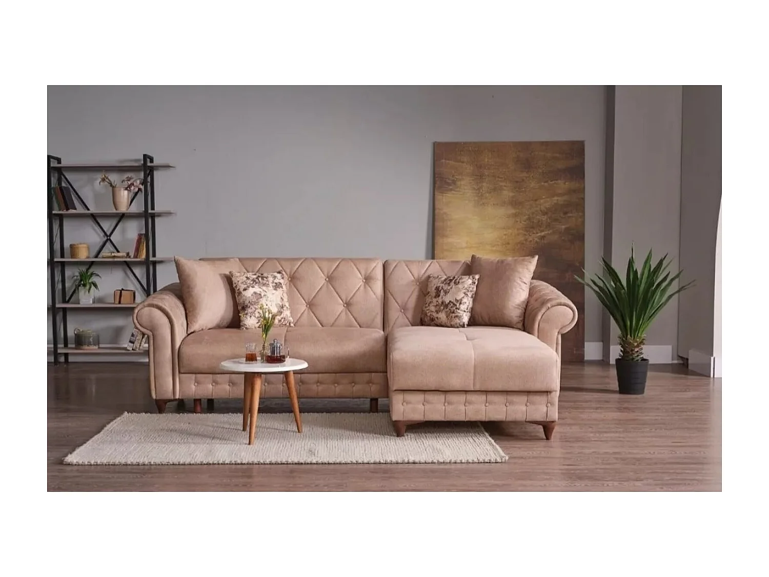 Ecksofa Ibiza R/Stoffbezug/Beige