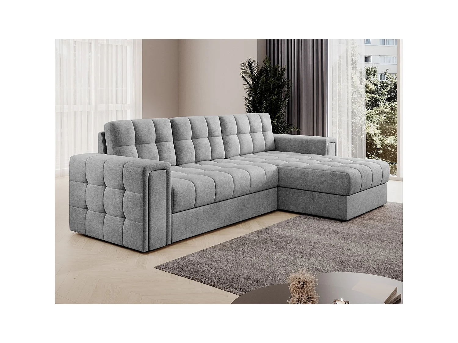 Ecksofa Polo R/Stoffbezug/Grau