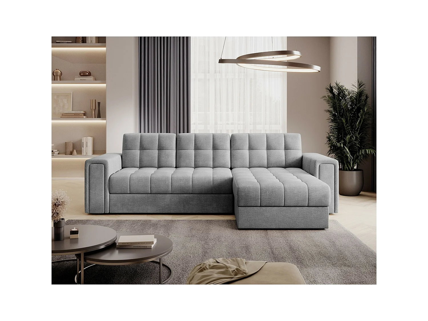 Ecksofa Polo R/Stoffbezug/Grau