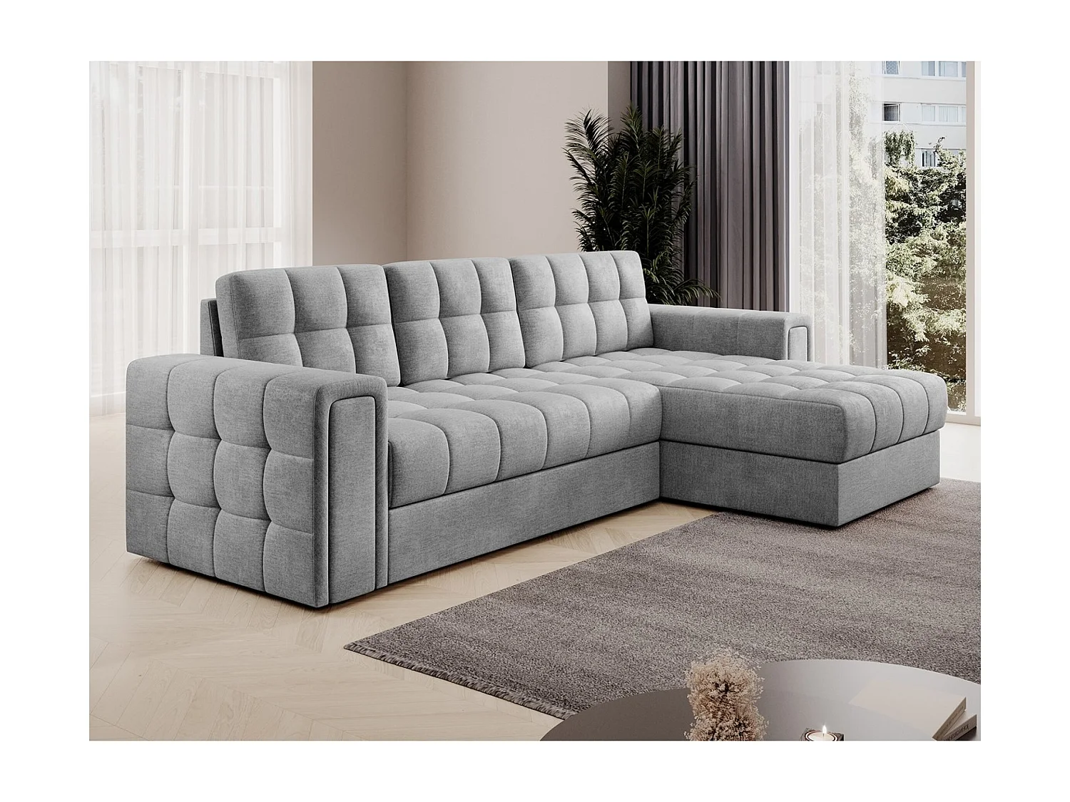Ecksofa Polo R/Stoffbezug/Grau