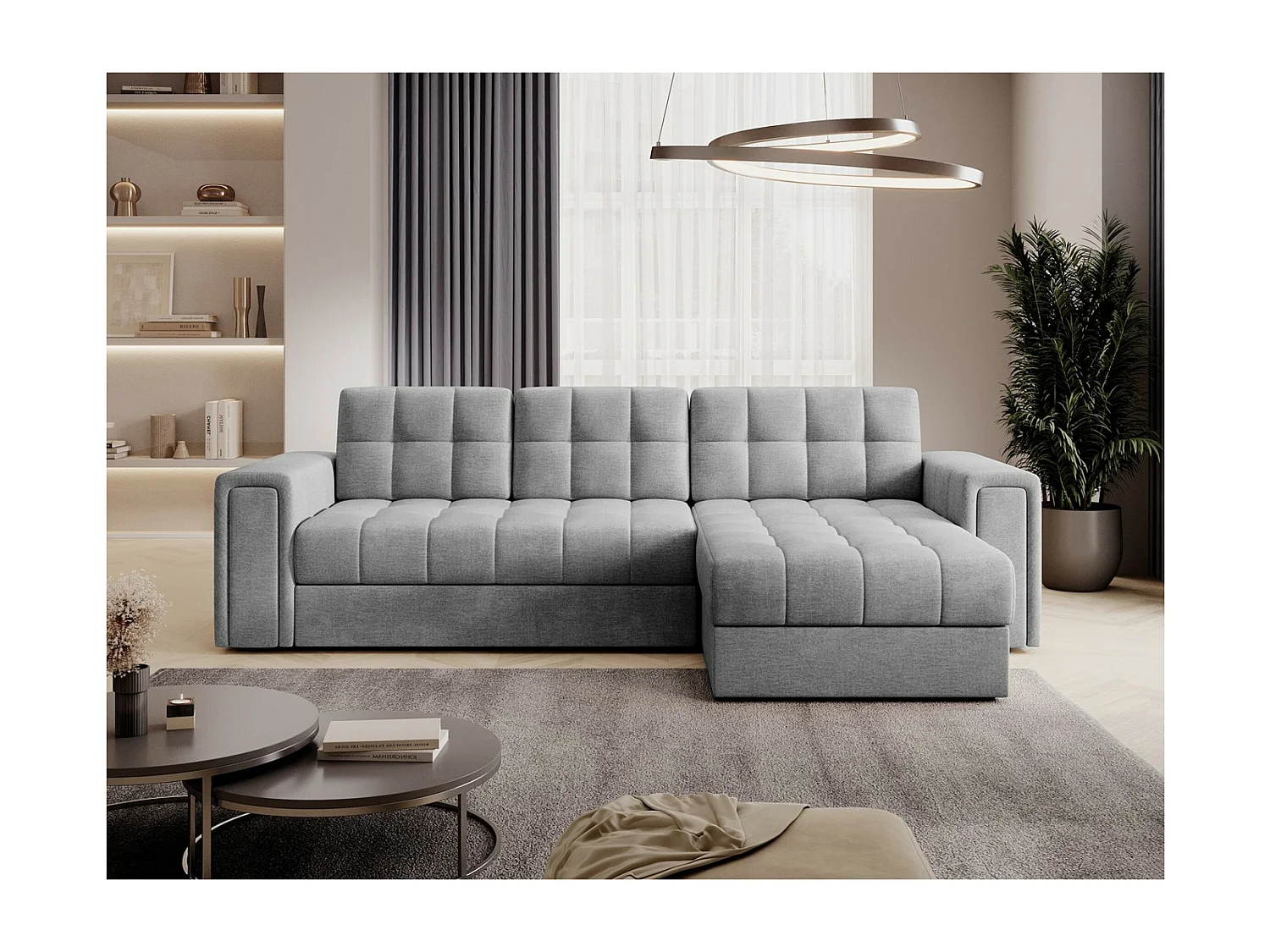 Ecksofa Polo R/Stoffbezug/Grau