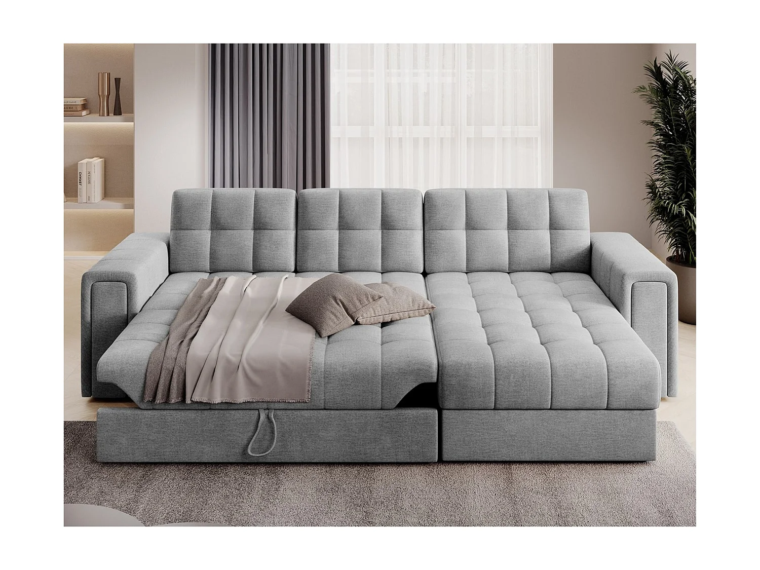 Ecksofa Polo R/Stoffbezug/Grau