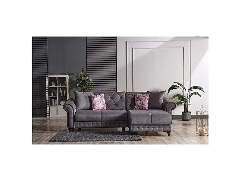 Divano d'angolo Ibiza R/rivestimento in tessut/Antracite