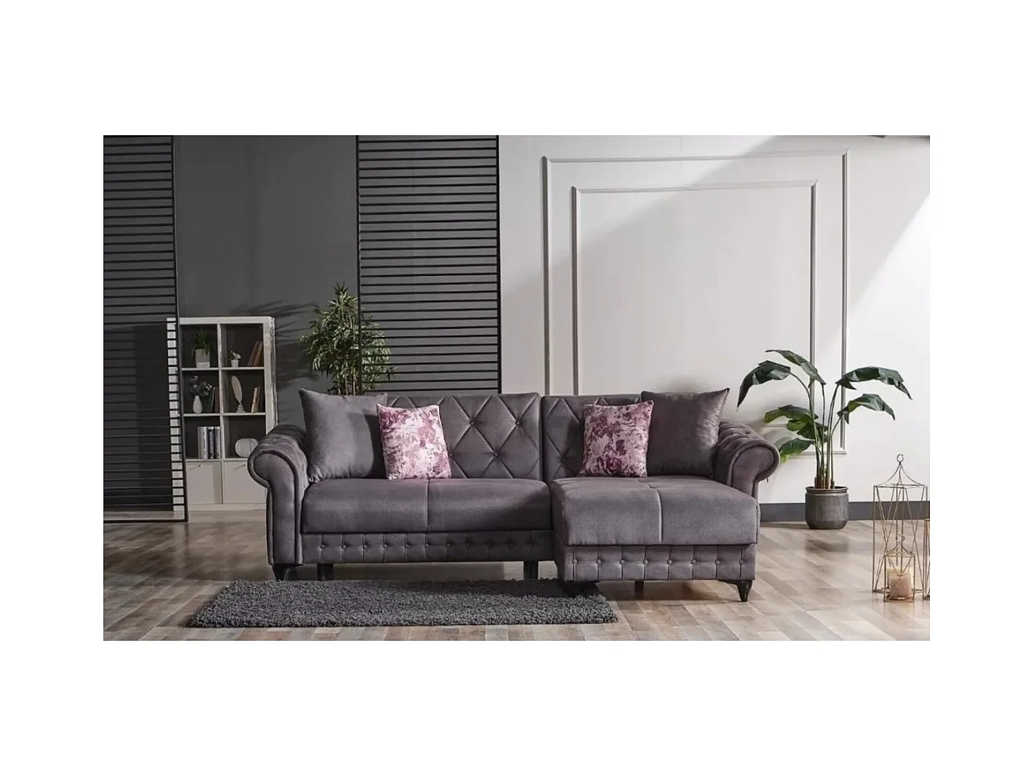 Divano d'angolo Ibiza R/rivestimento in tessut/Antracite