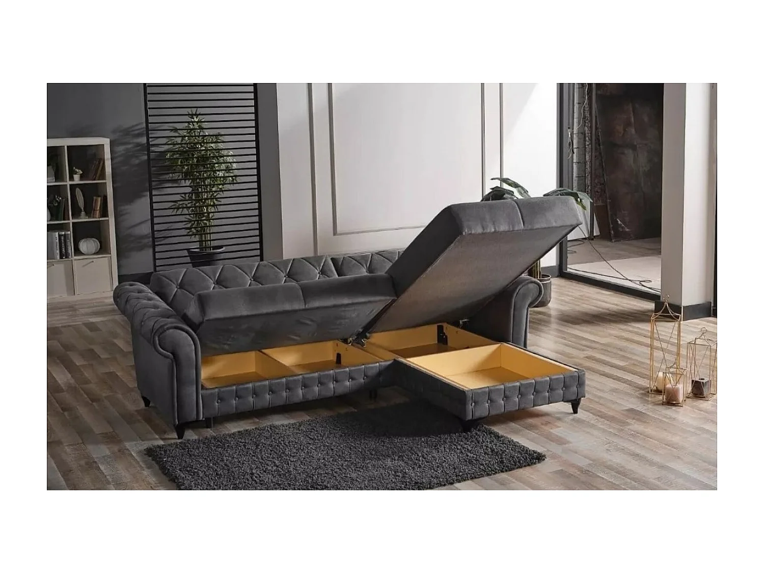 Divano d'angolo Ibiza R/rivestimento in tessut/Antracite