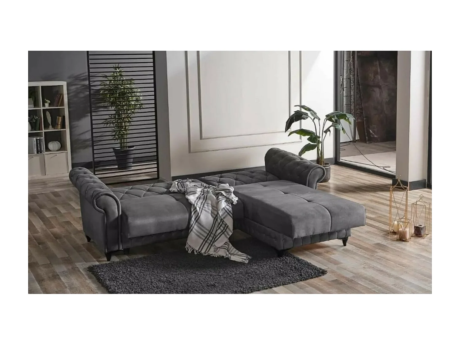 Divano d'angolo Ibiza R/rivestimento in tessut/Antracite