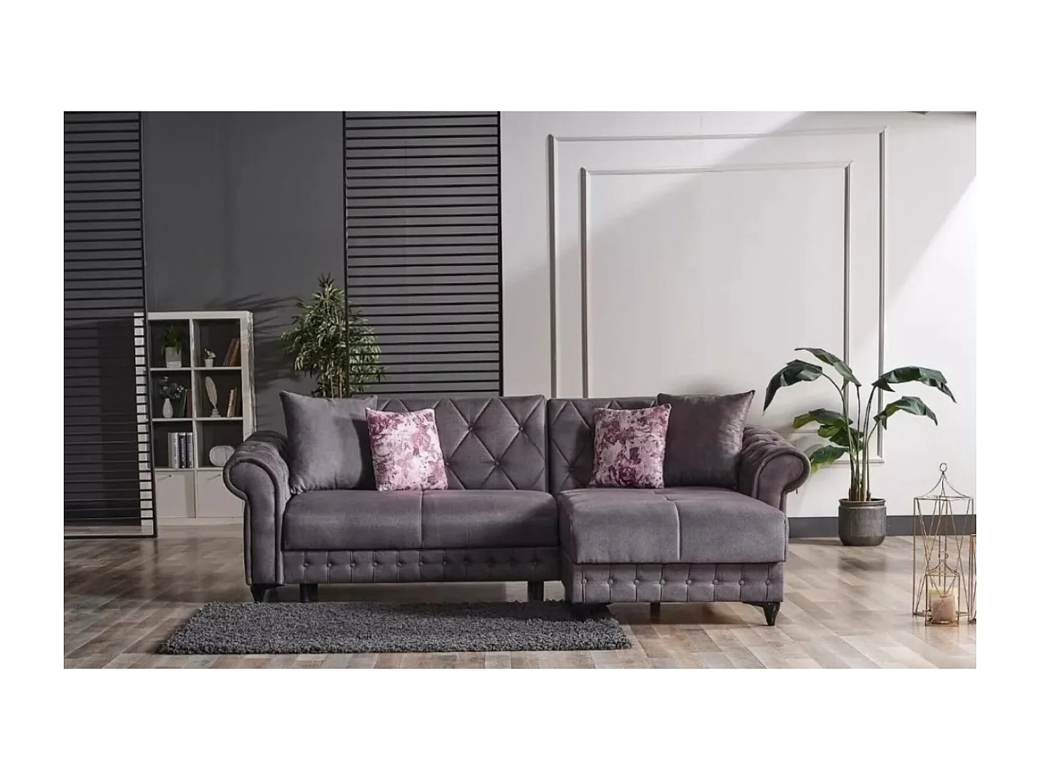 Divano d'angolo Ibiza R/rivestimento in tessut/Antracite