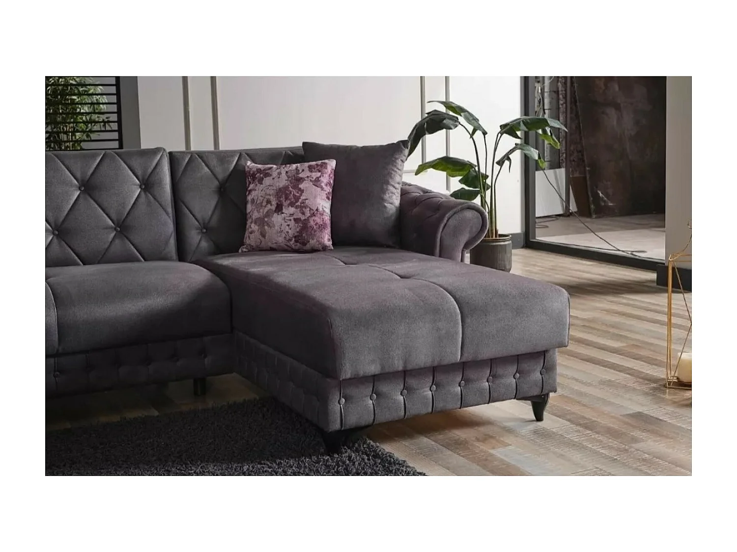 Divano d'angolo Ibiza R/rivestimento in tessut/Antracite