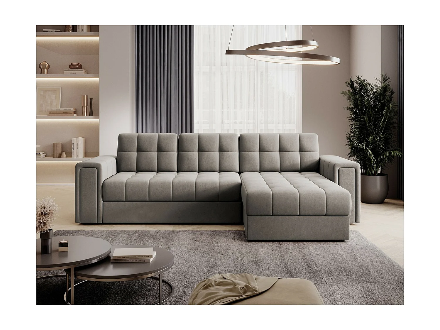 Ecksofa Polo R/Stoffbezug/Grau