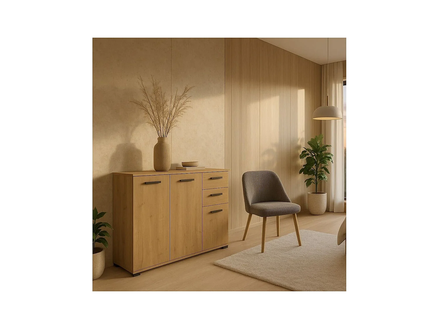 Enfilade 2+1 portes et 2 tiroirs H82,4 cm - IZZY