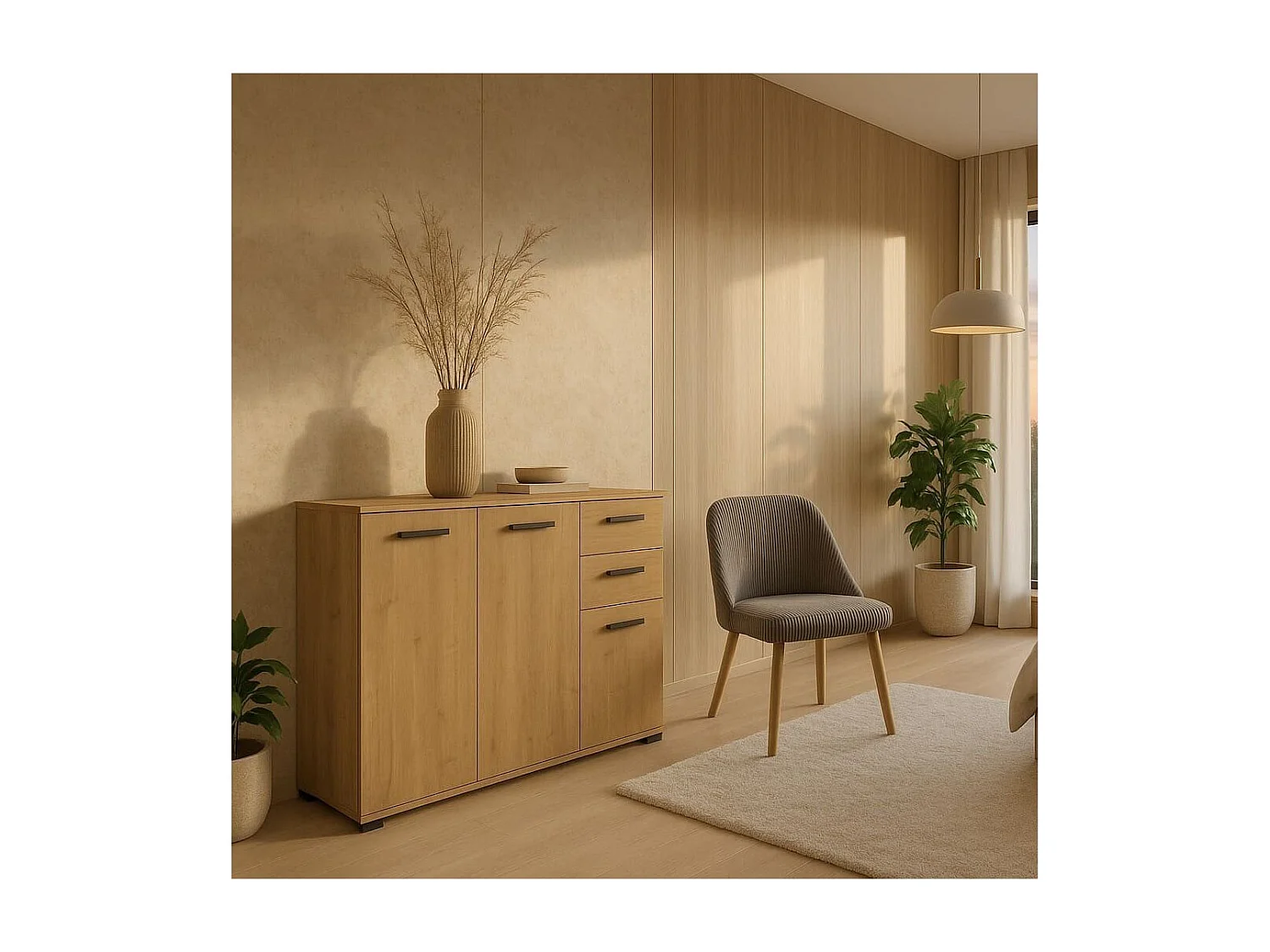 Enfilade 2+1 portes et 2 tiroirs H82,4 cm - IZZY