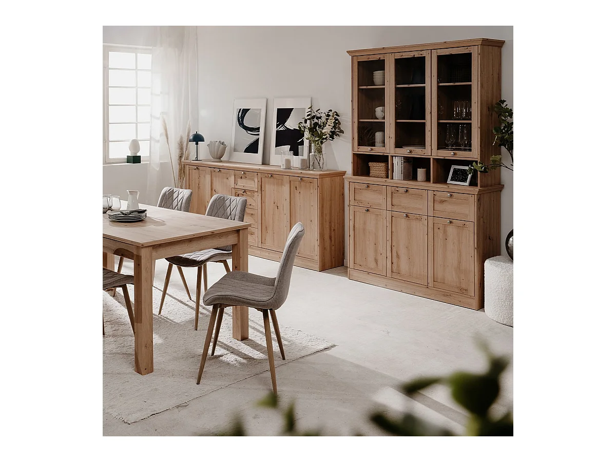 Credenza con vetrina Timber54A 120x40x200H Il fascino del legno naturale nella tua casa