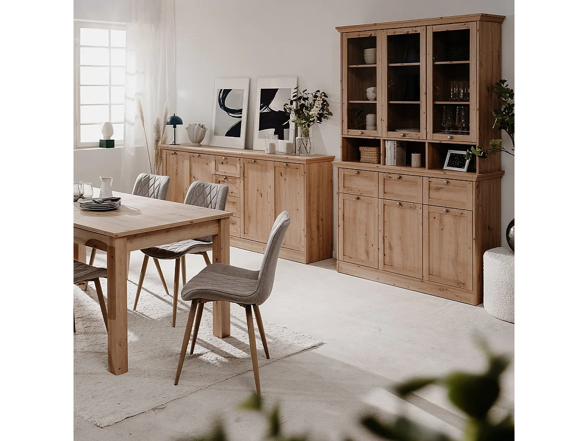 Credenza con vetrina Timber54A 120x40x200H Il fascino del legno naturale nella tua casa