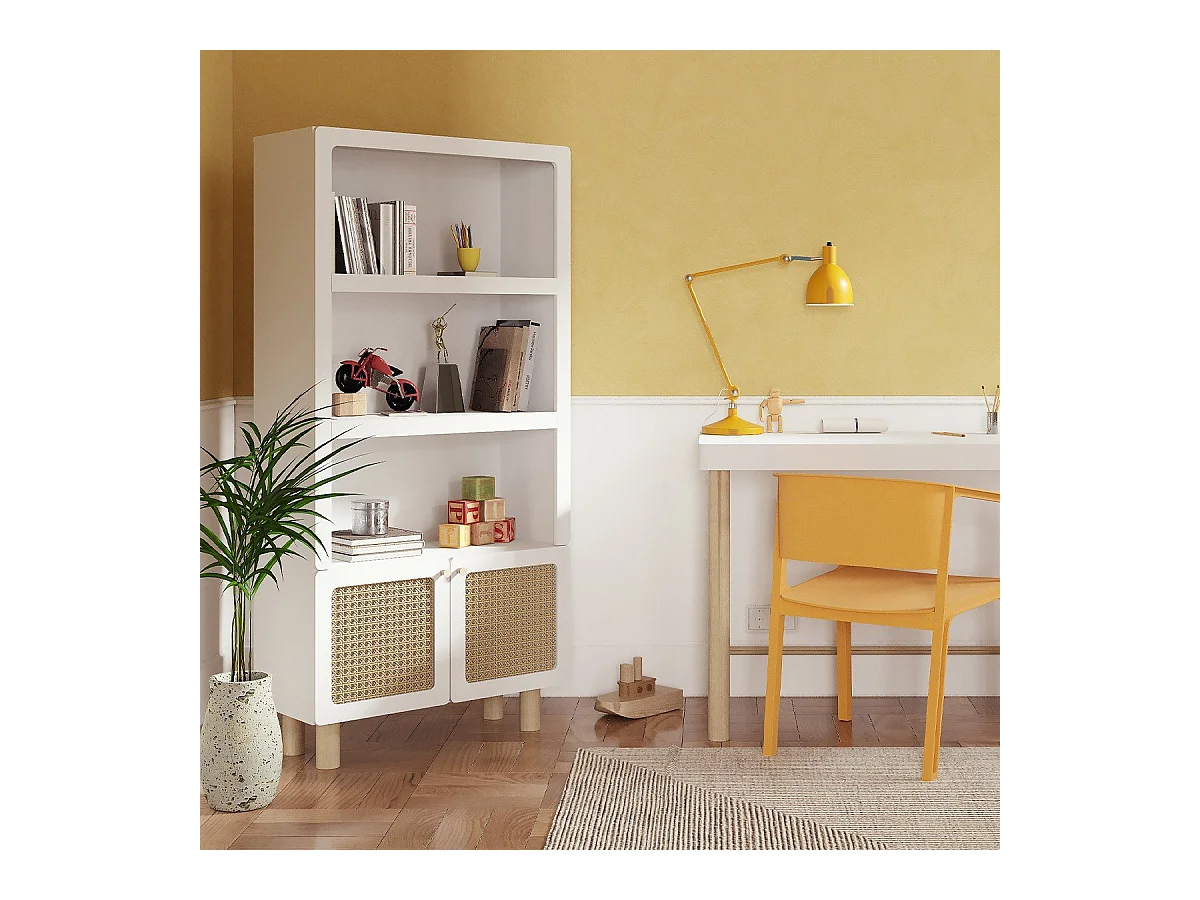 Bibliothèque 2 tablettes et 2 portes H175,5 cm - OCHNA