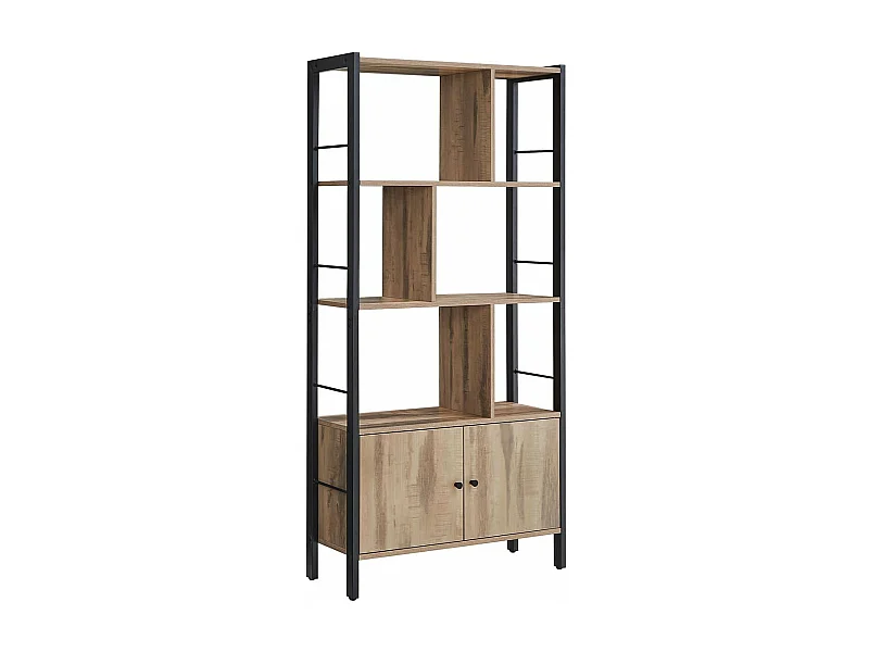 Bibliothek mit 6 Fächern und 2 Türen – L74 cm