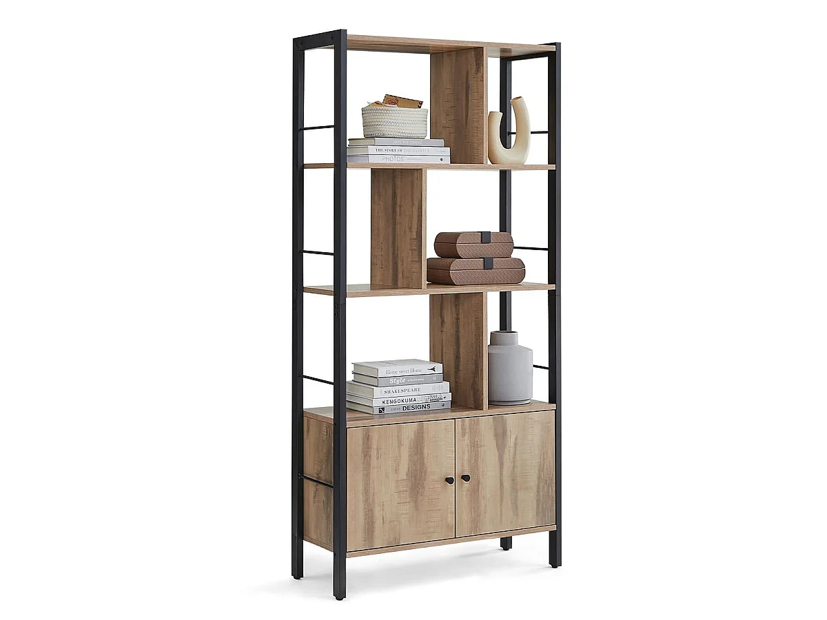 Librería con 6 compartimentos y 2 puertas - L74 cm