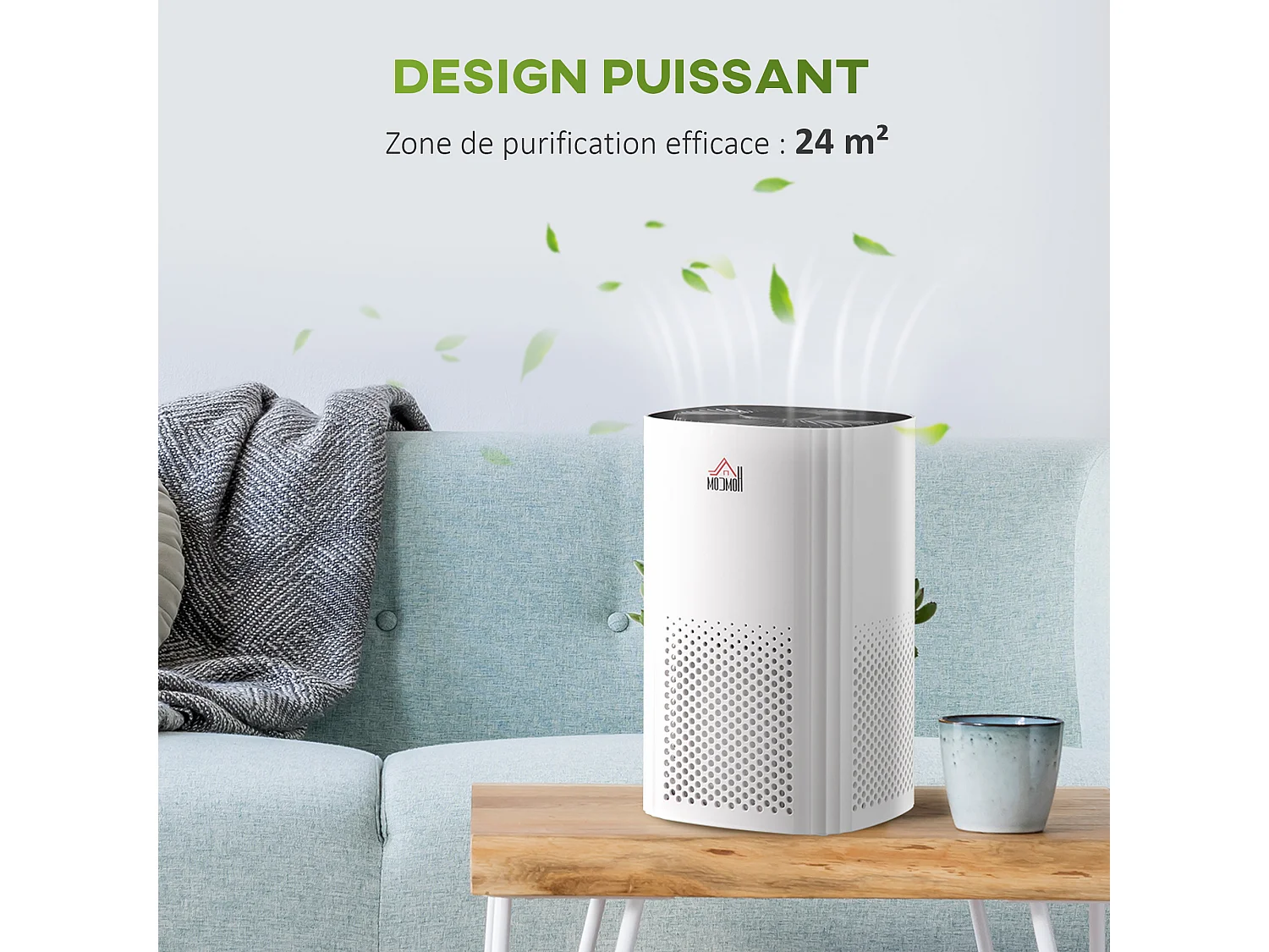 Purificateur d'air 25 W 4 vitesses mode silencieux - filtre HEPA, charbon actif -  jusqu'à 24 m² - débit d'air pur 225 m³/h - timer - ABS blanc noir