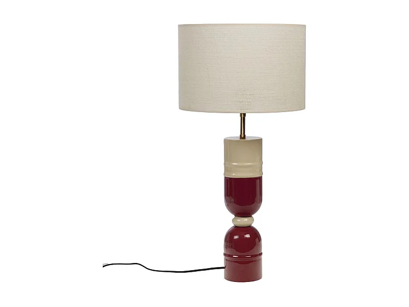 Lampe Smiles bordeaux avec abat-jour en jute  E27_25W