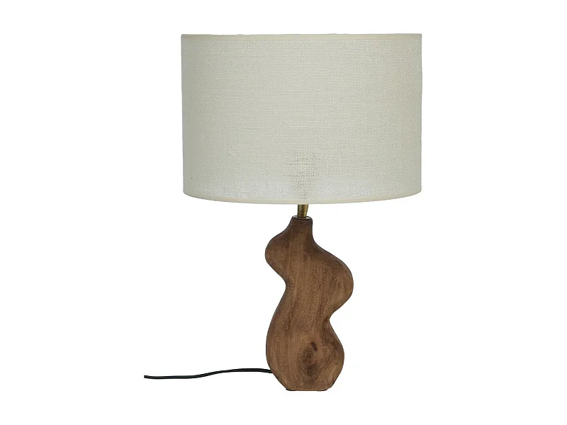 Lampe Verso en bois et son abat jour en toile de jute