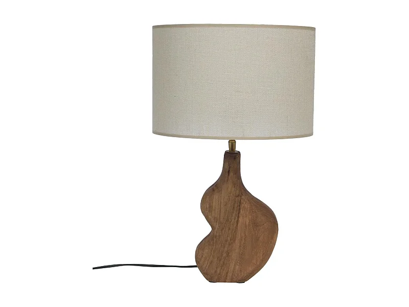 Lampe Recto en bois et son abat jour en toile de jute