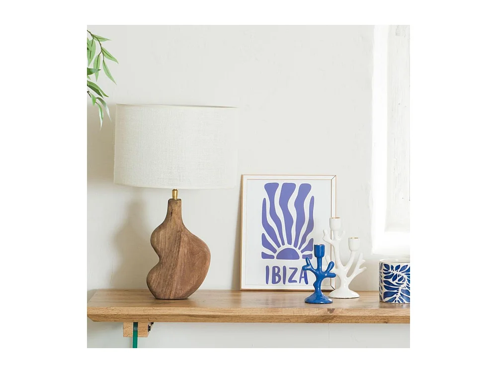 Lampe Recto en bois et son abat jour en toile de jute