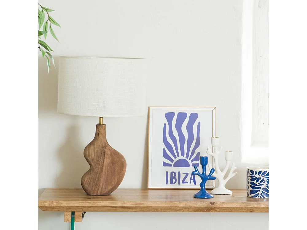 Lampe Recto en bois et son abat jour en toile de jute