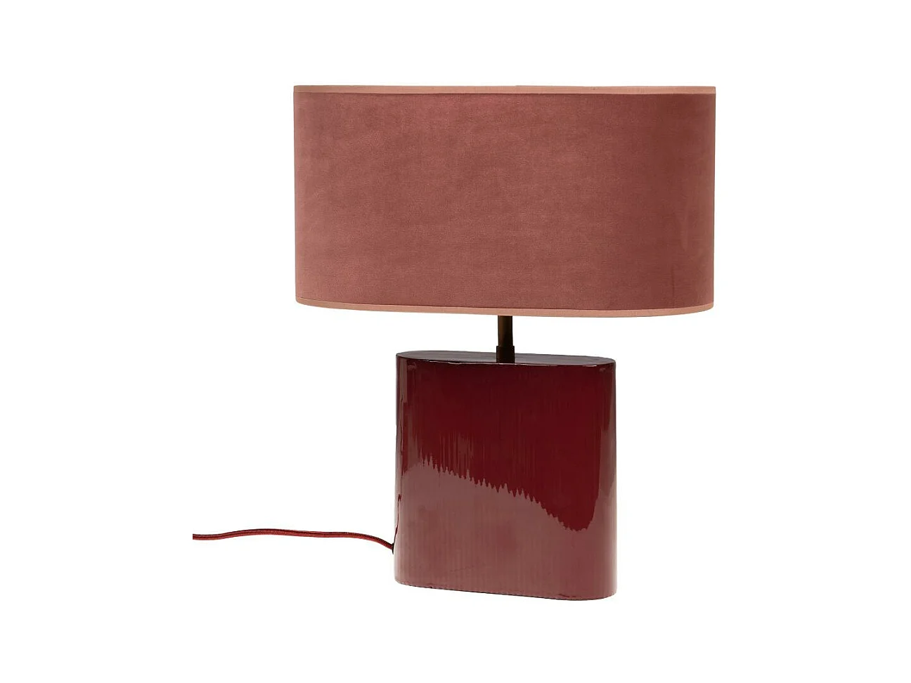 Lampe Paola bordeaux et abat-jour rose